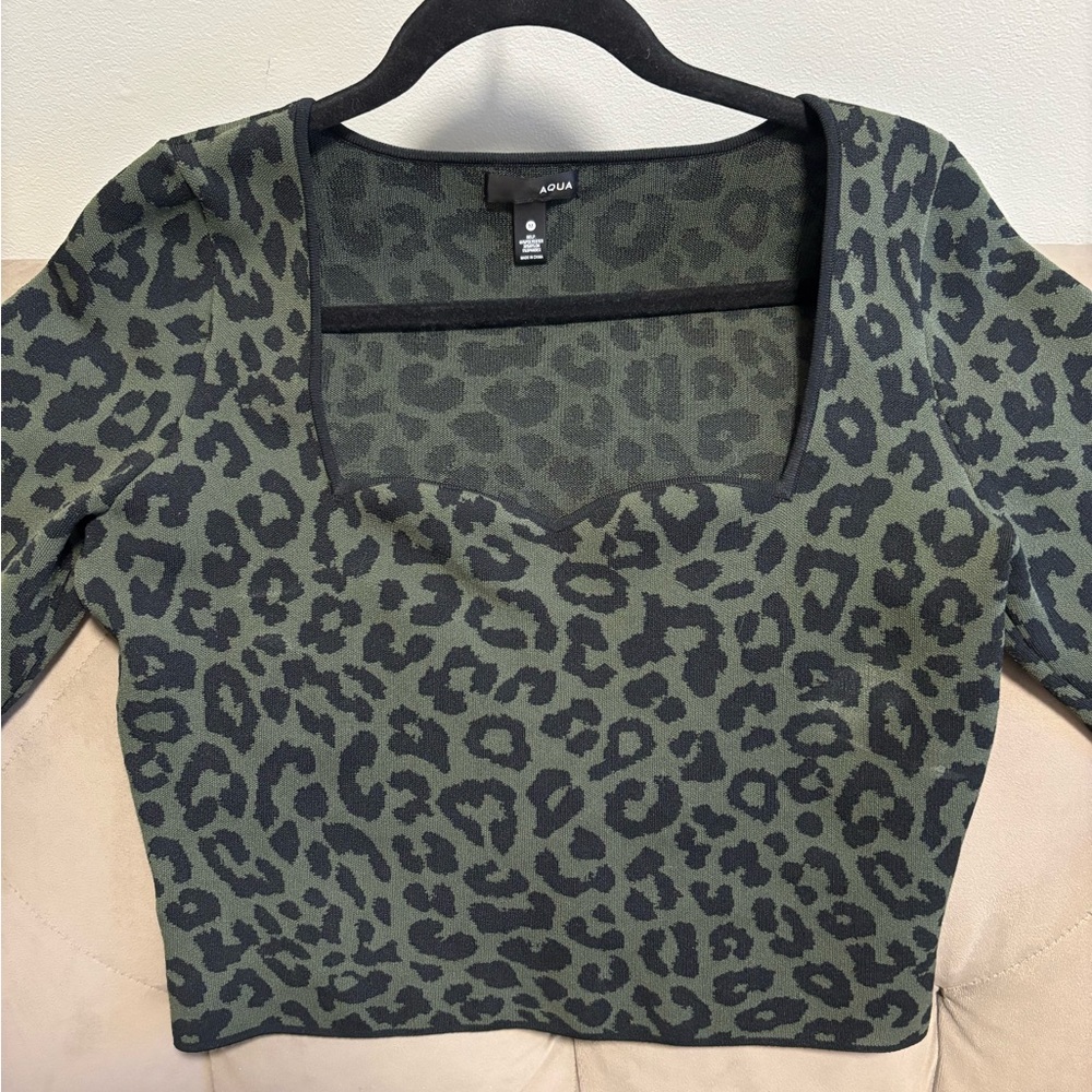 Aqua Green Leopard Print Women's Top
